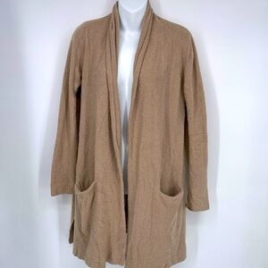 Barefoot Dreams CozyChic Lite Knit Tan Long Cardigan Sweater Women’s Size Medium